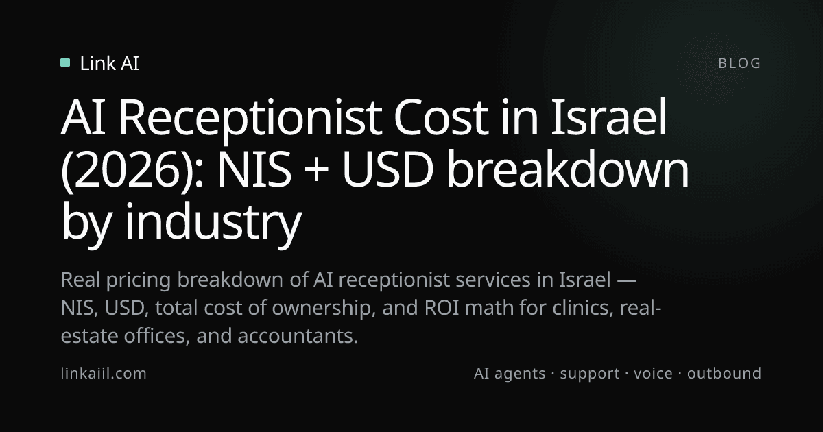 AI Receptionist Cost in Israel (2026): NIS + USD breakdown by industry